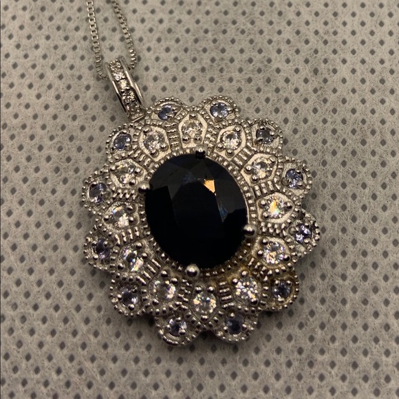 SAPPHIRE,MULTI GEMSTONE STERLING SILVER PENDANT - Picture 3 of 6